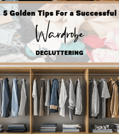 Image showing text of 5 tips for wardrobe decluttering